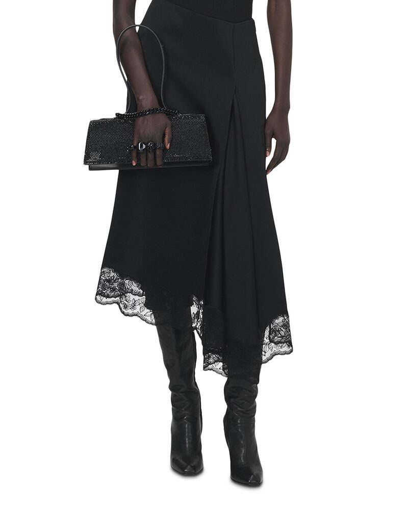 マックイーン レディース ボトムスカート クレープ サテン McQueen Satin Back Crepe Skirt Black ブラック