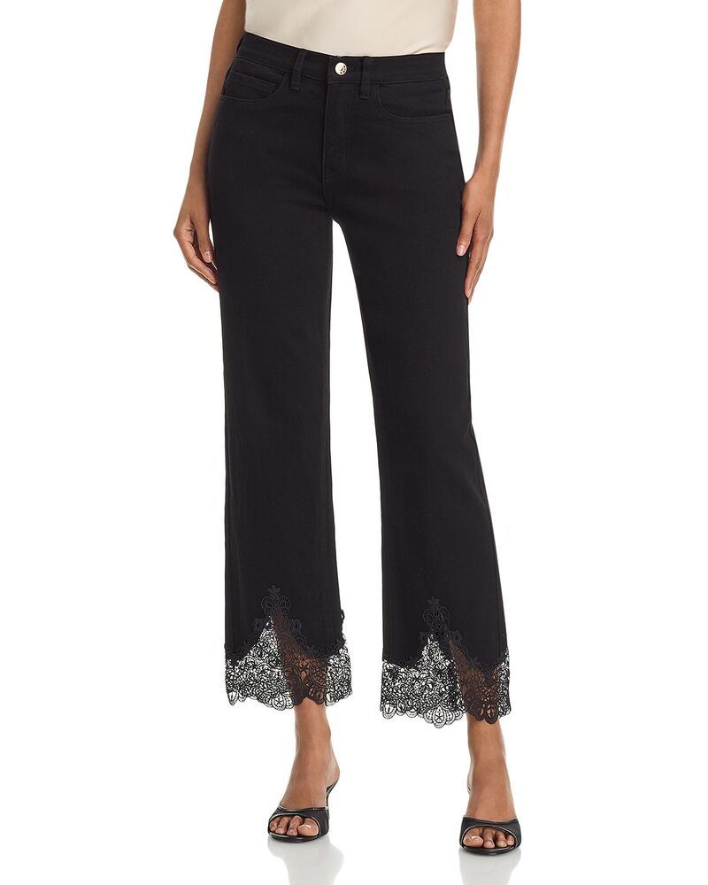 ジェネレーションラブ レディース ボトムス デニムパンツ レース ジーンズ Generation Love Bellatrix Lace Combo Jeans in Jet Black ブラック