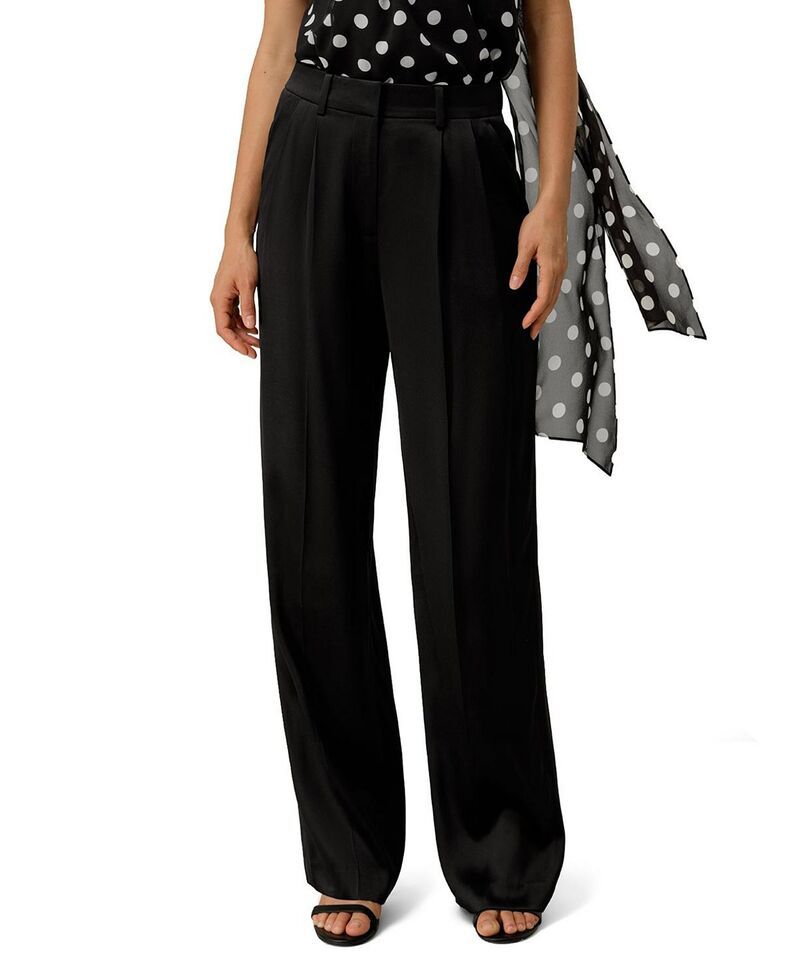 リリーシルク レディース ボトムス カジュアルパンツ ストレート LILYSILK Double Faced Charmeuse Silk Straight Leg Pants Black ブラック