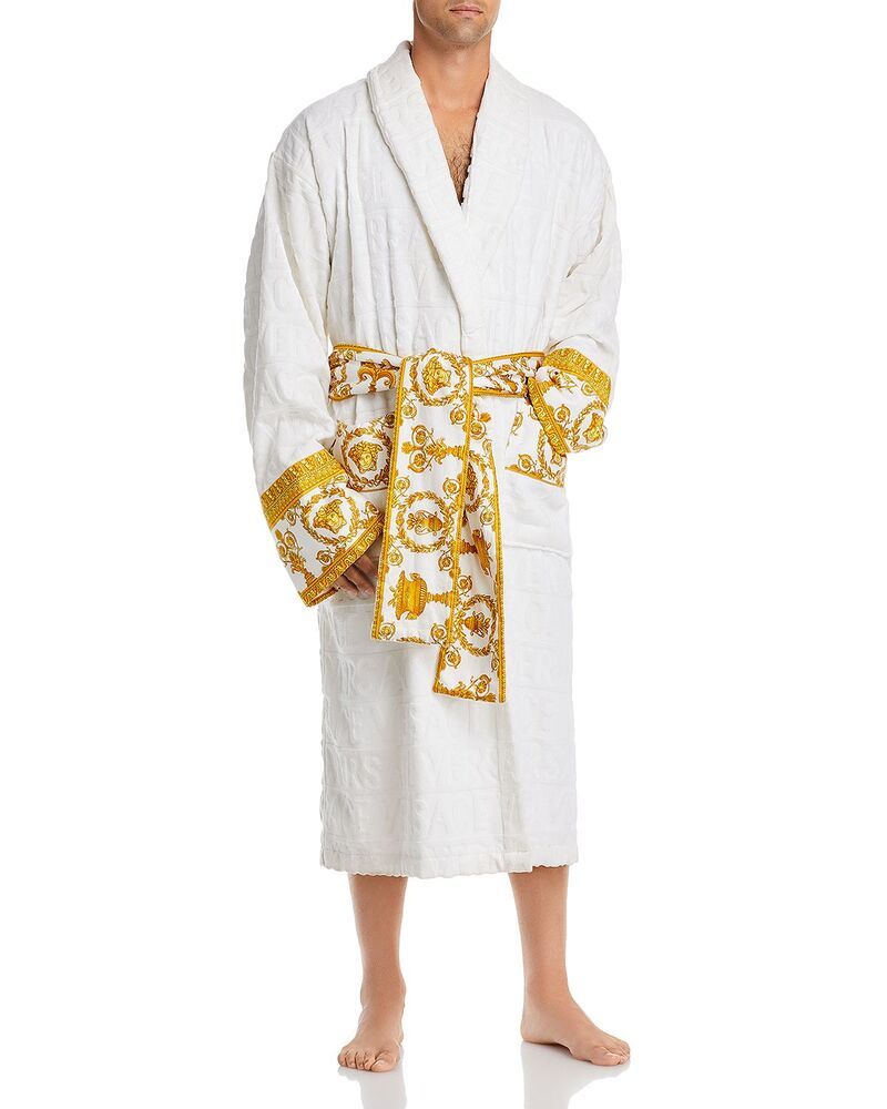 ヴェルサーチ レディース アンダーウェア ナイトウェア Versace I Heart Baroque Bath Robe White ホワイト