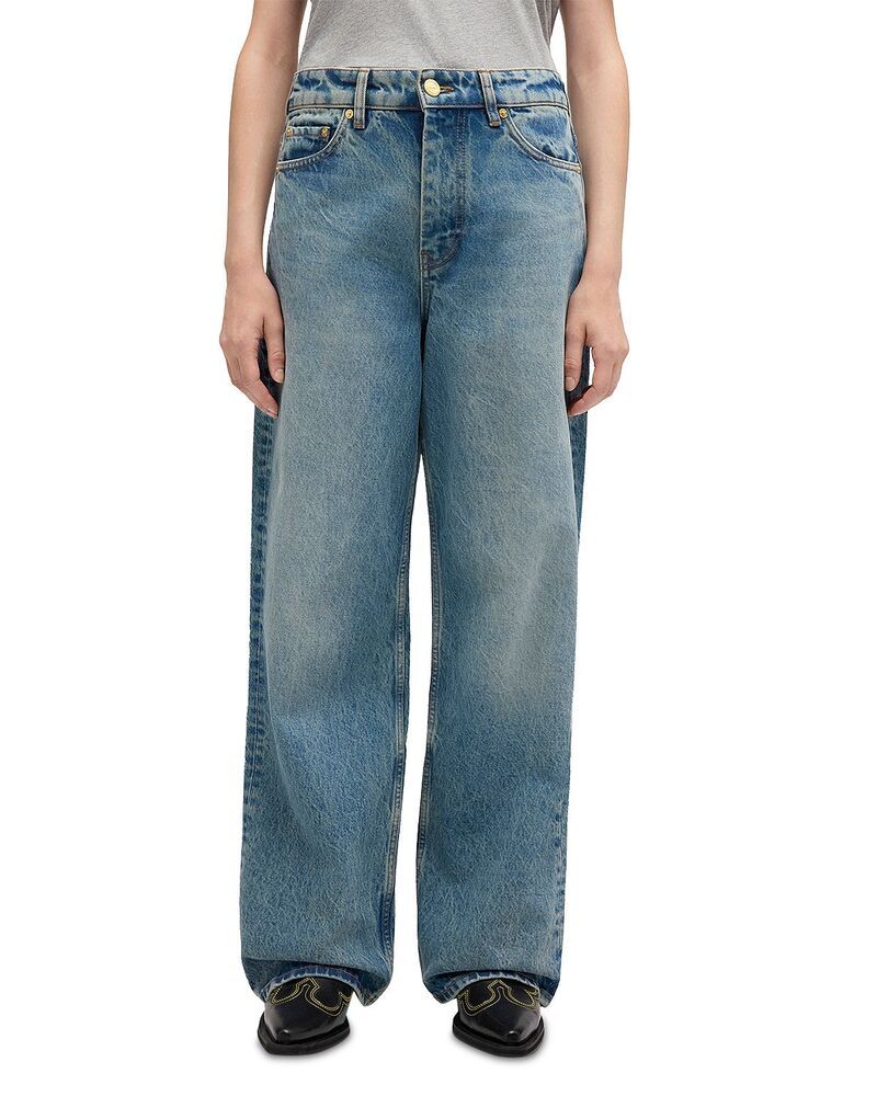 ガニー レディース ボトムス デニムパンツ ヴィンテージーンズ GANNI Essentials Tint Rigid Mid Rise Boyfriend Jeans in Mid Blue Vin