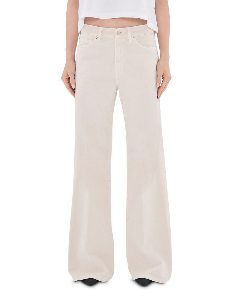 ハイクール レディース ボトムス デニムパンツ ワイドレッグ ベルベット ジーンズ HAIKURE Clara Velvet Pier Wide Leg Jeans in Snow