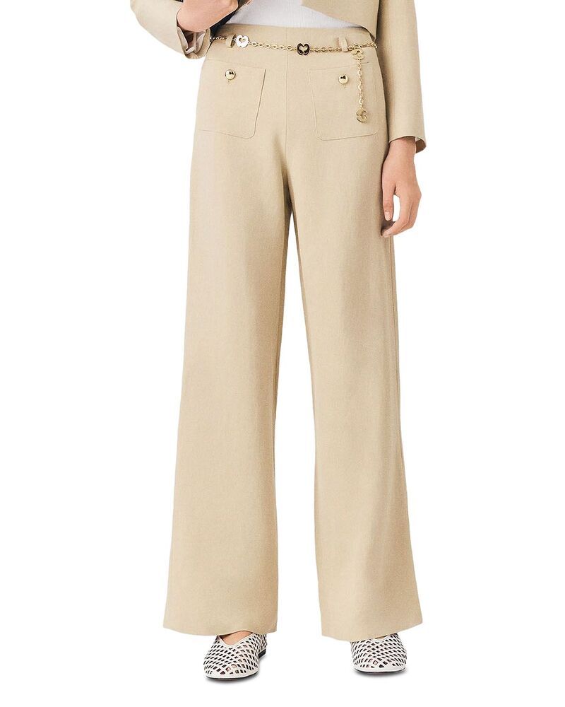 マージュ レディース ボトムス カジュアルパンツ リネン Maje Linen Blend Suitrousers Beige ベージュ