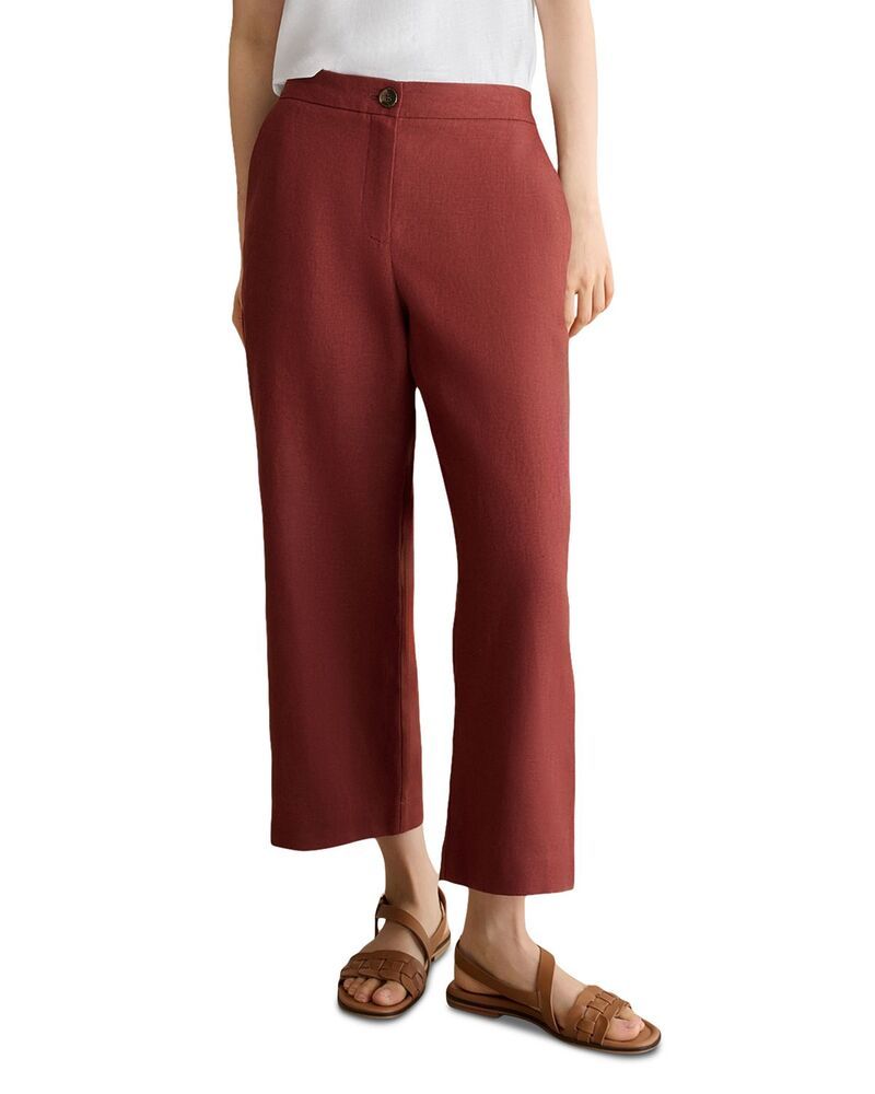 ホッブスロンドン レディース ボトムス カジュアルパンツ プチ クロップド リネン HOBBS LONDON Petite Lillie Cropped Linen Trousersyrup Brow