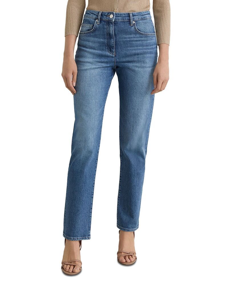 レイス レディース ボトムス デニムパンツ ジーンズ REISS Aubrey High Rise Slim Straight Jeans in Mid Blue ブルー