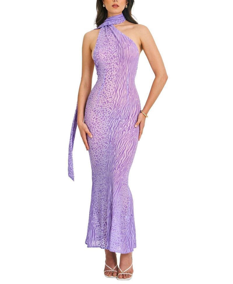ミスサークル レディース トップス ワンピース アニマル柄 プリント ベルベット マキシ Miss Circle Olena Burnout Velvet Animal Print Maxi Dres