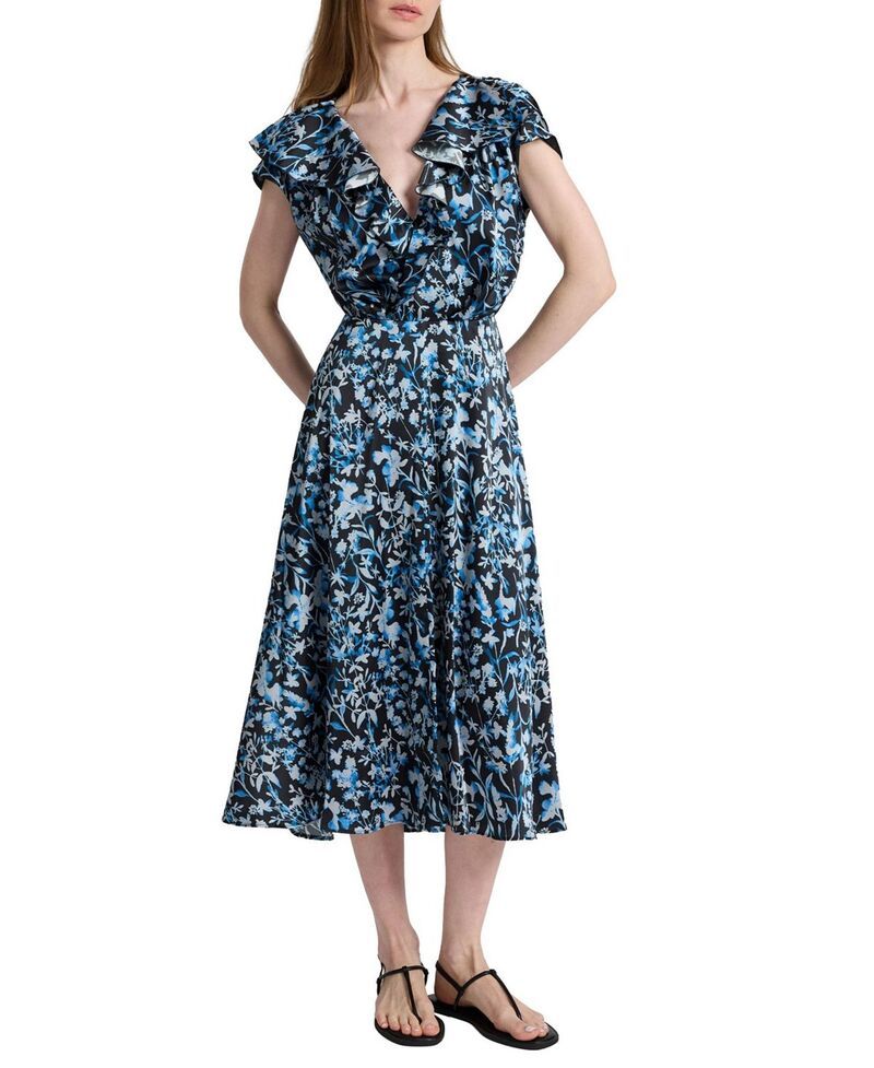 サントレッリ レディース トップス ワンピース フラワー柄 ミディ キャップ フラワー Santorelli Mandy FauxWrap Cap Sleeve Midi Floral Dress M