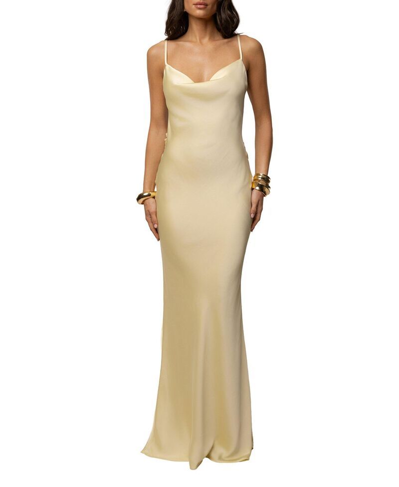 ジェイラックスレーベル レディース トップス ワンピース サテン ダウン JLUXLABEL Down The Aisle Satin Gown Yellow イエロー