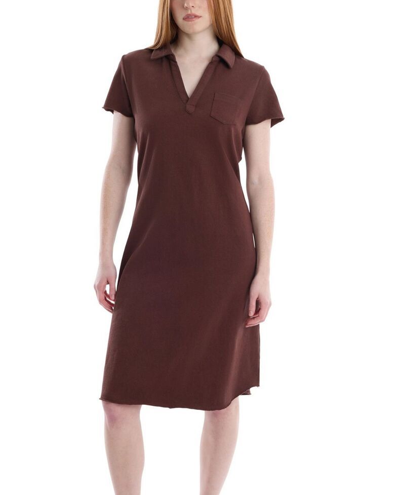 ウィルト レディース トップス ワンピース ポロシャツ WILT Polo Dress with Chest Pocket Shaved Chocolate チョコレート