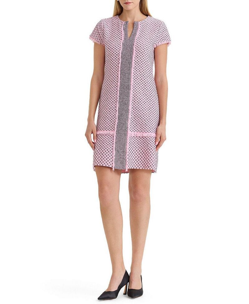 ミンウォン レディース トップス ワンピース ニット Ming Wang Shell Stitch Knit Sheath Dress Perfect Pink Black ブラック 36,270円