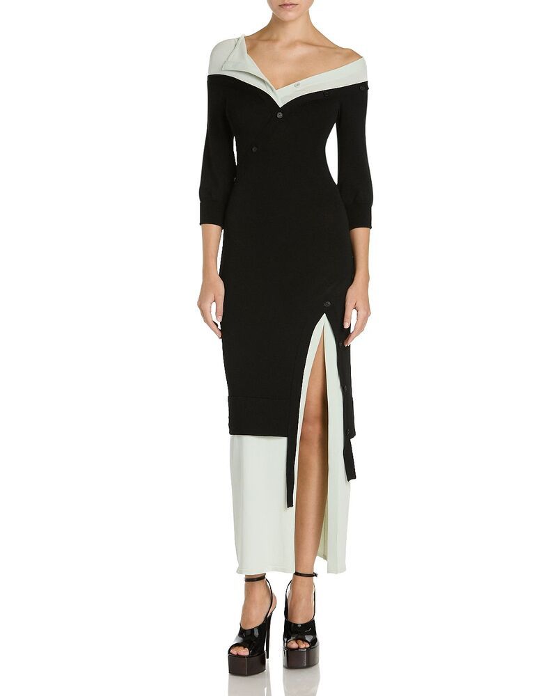 ジ アティコ レディース トップス ワンピース ミディ ニット THE ATTICO Laye red Knit Midi Dress BlackGreen ブラック