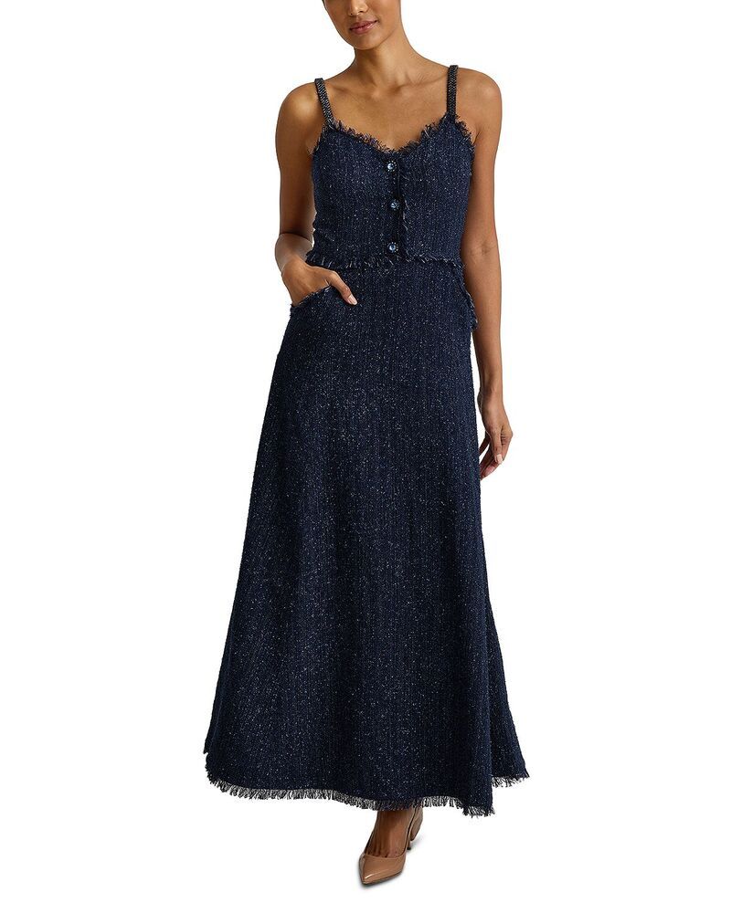 セントジョン レディース トップス ワンピース トール St John Metallic Shimmer Dress Midnight Metallic メタリック