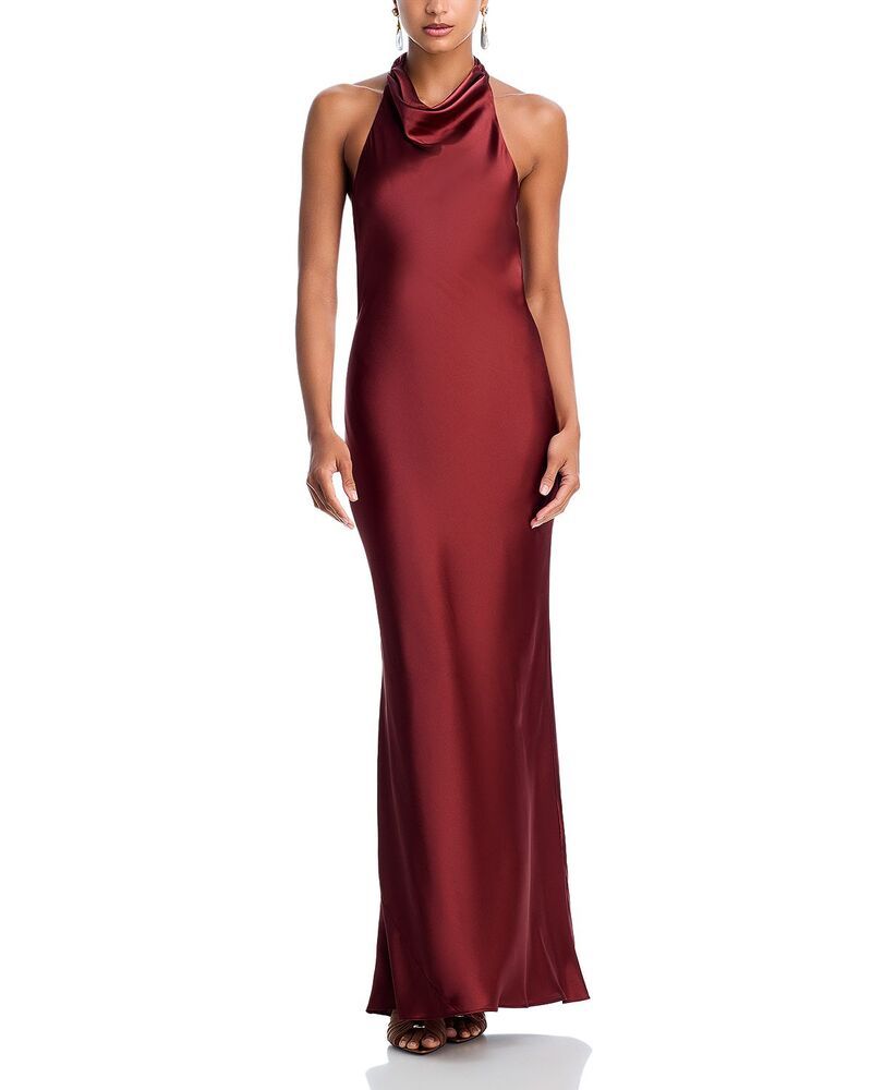 アクア レディース トップス ワンピース ホルター AQUA Charmeuse Halter Neck Long Dress Exclusive Nutmeg