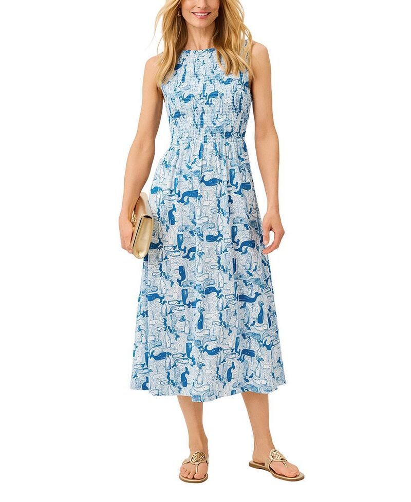 リリーピュリッツァー レディース トップス ワンピース ミディ Lilly Pulitzer Finnley Midi Dress Nassau Blue Thar She Blows ブルー