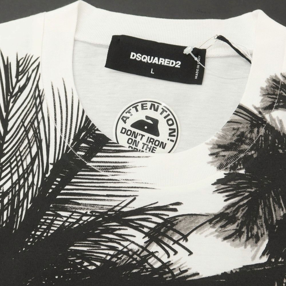 【中古】ディースクエアード DSQUARED2 コットン クルーネック 半袖Ｔシャツ ホワイト【サイズL】【メンズ】