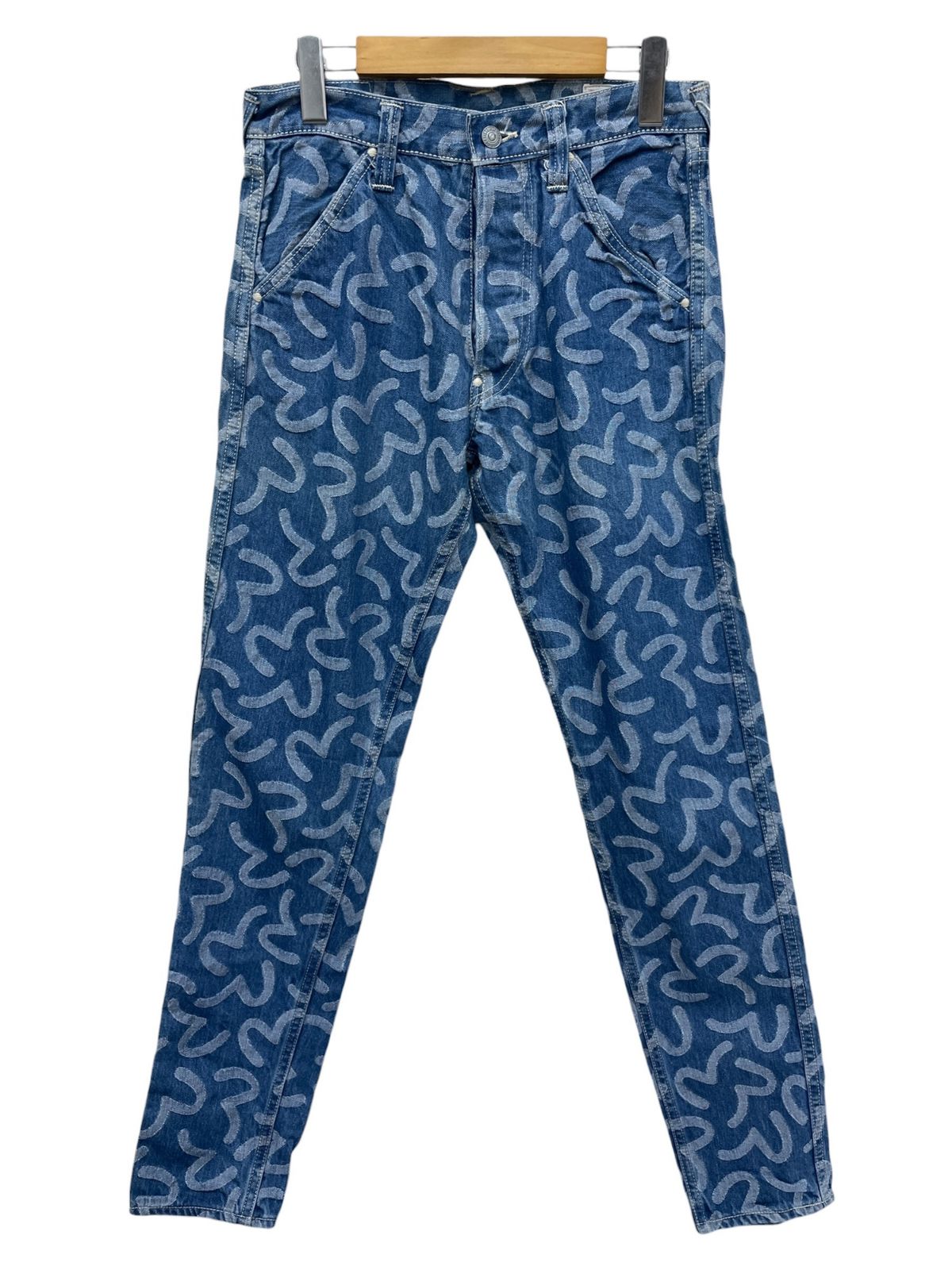 EVISU エヴィス 5500 ジャガード カモメ総柄 デニムパンツ ジーンズ light blue ライトブルー ボトムス メンズ 28 日本製 EVISU (エヴィス) LOT.5500 カモメ総柄 ジャガード デニムパンツ 30