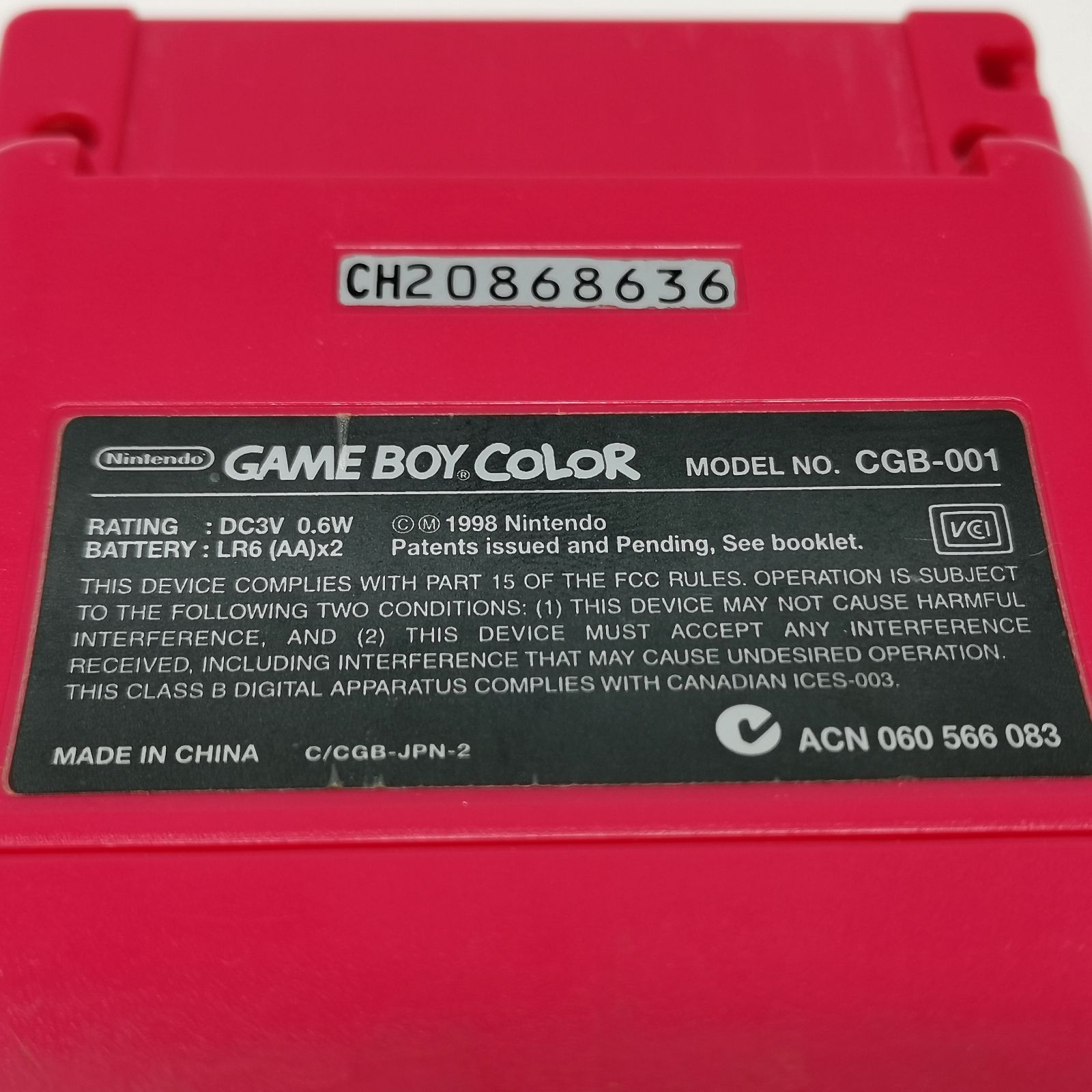 GAME BOY COLOR レッド ゲームボーイカラー CGB-001 動作確認済み 中古