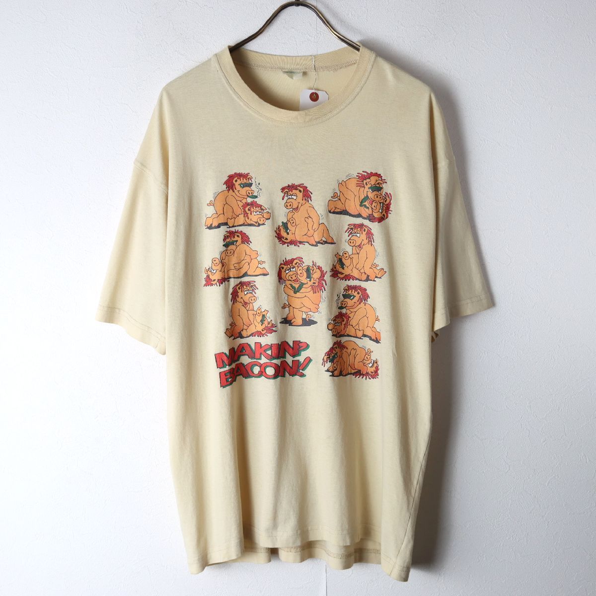 エロTシャツ EROTIC Tシャツ 48手 アニマル ベージュ L程度/ 古着 ヴィンテージ