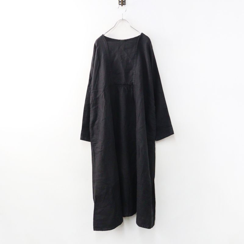 ネストローブ nest Robe リネンラフスリーブ2wayワンピース F｜ブラック系 トップス スクエアネック 長袖【2400015054742】