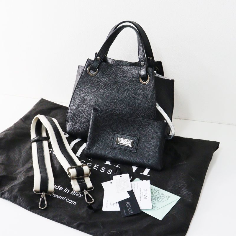 美品 リパーニ RIPANI シュリンクレザー トートバッグ ｜ブラック