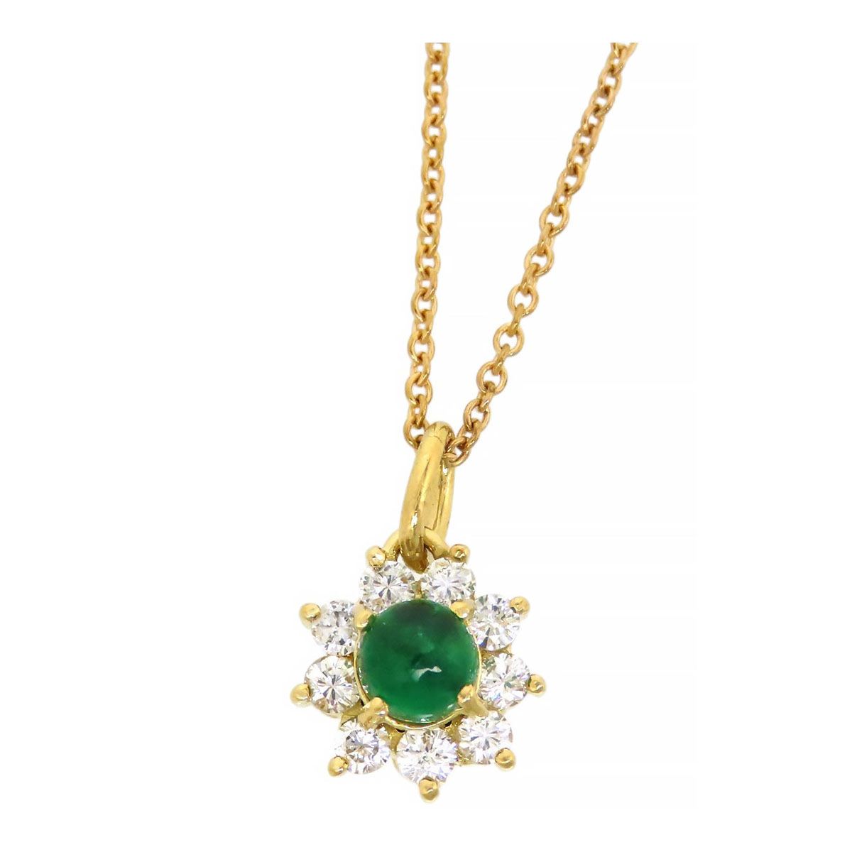ティファニー エメラルド ダイヤモンド フラワー ネックレス 750 (K18YG) レディース TIFFANY&Co.【中古】 【ジュエリー】
