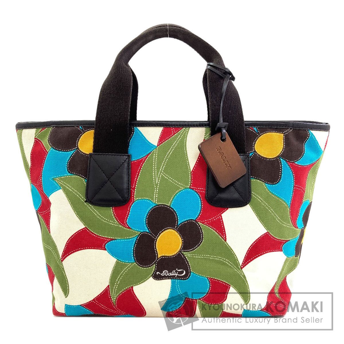 BALLY バリー フラワー柄 ハンドバッグ キャンバス レディース [中古 