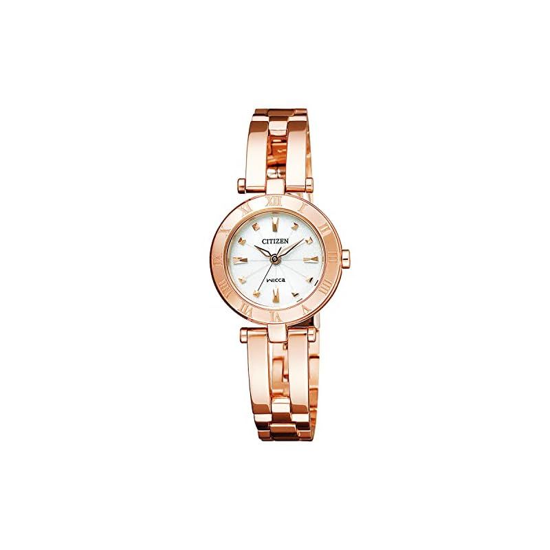[CITIZEN] 腕時計 wicca ( ソーラーテック / 防水 / ハーフバングル ) NA15-1573 シンプルアジャスト レディース アナログ ビジネス 学生 ギフト 人気モデル 可愛い ゴールド ホワイト 金 白 秒針 シンプル ソーラー