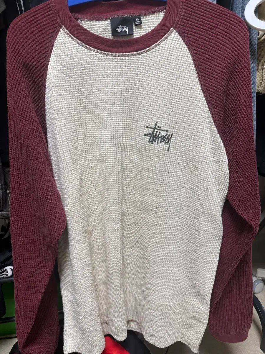 メンズ Stussy ワッフルニット 長袖カットソー