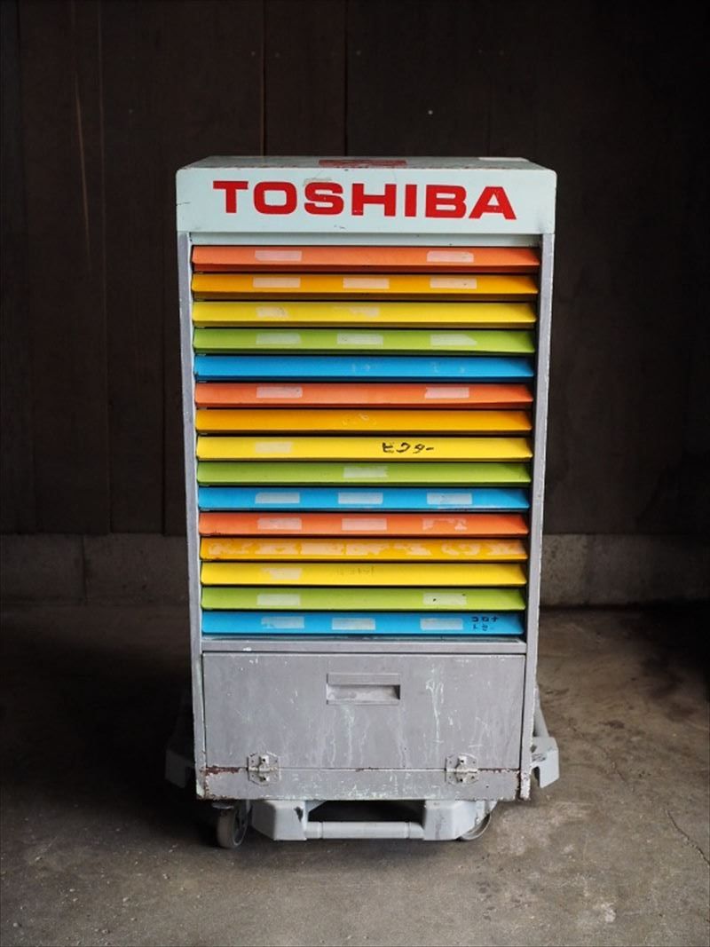 ヴィンテージ 昭和レトロな電器店カタログスタンド 鉄製 レターラック インダストリアル 昭和中期　古録展 送料無料　中古 品番S11145