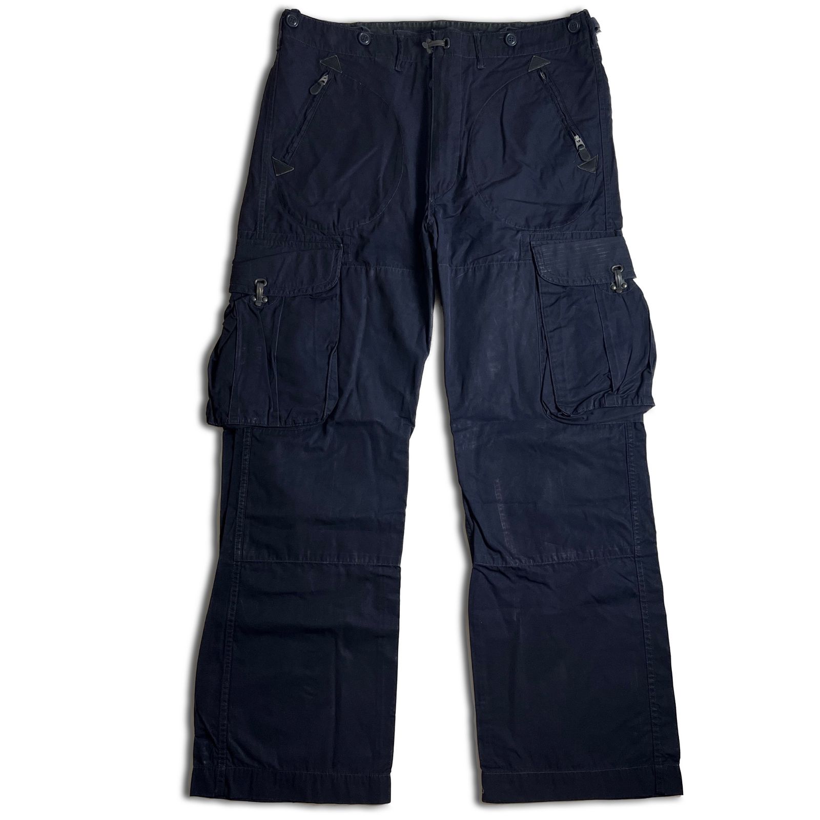 【希少】RRL NAVY DECK TROUSER メタルフック ネイビー デッキパンツ ウエストアジャスター カーゴパンツ ダブルアールエル 2000000026183