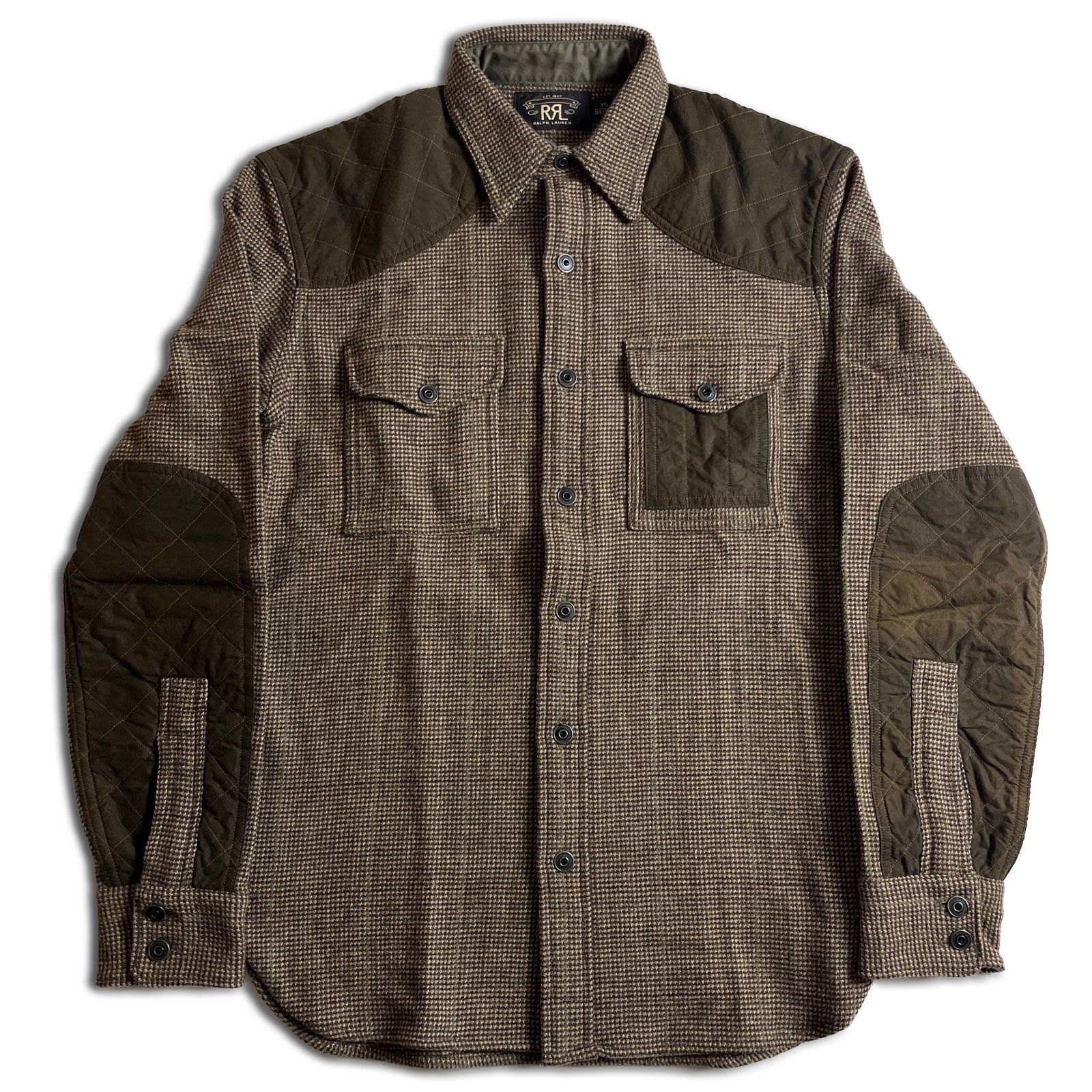 RRL ガンクラブチェック ツイード ウールシャツ ワックスコットン ダブルアールエル 2000000026169