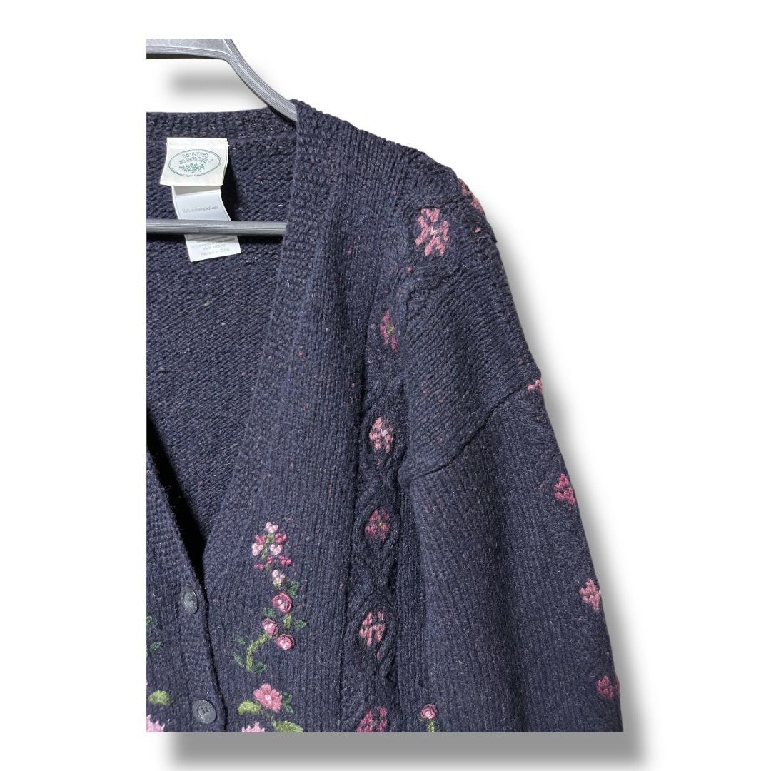 Laura Ashley ローラアシュレイ フラワーデザイン ニットカーディガン