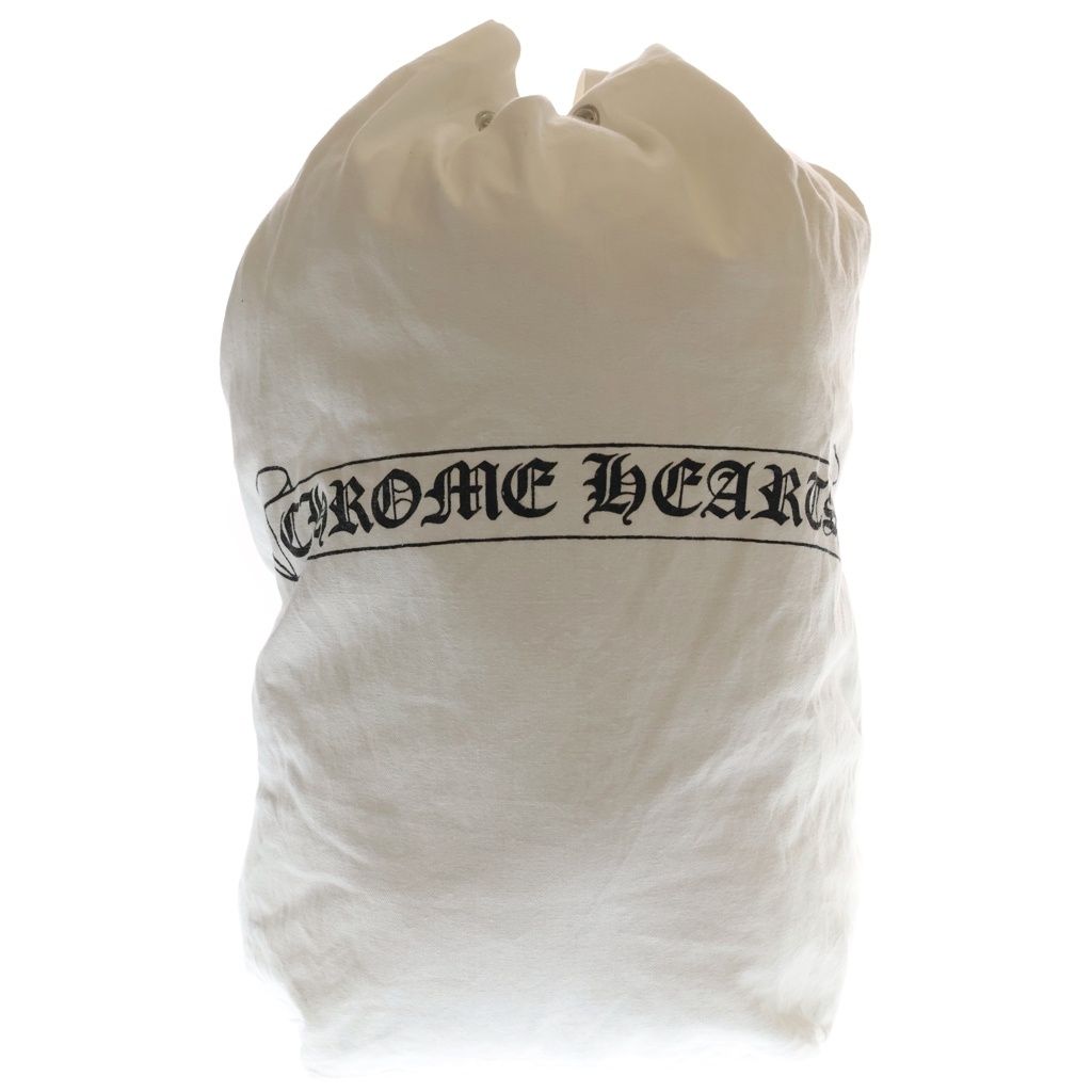CHROME HEARTS クロムハーツ スクロールラベルロゴプリント ランドリーバッグ ナップサック ホワイト CHROME HEARTS (クロムハーツ) スクロールラベルロゴプリント