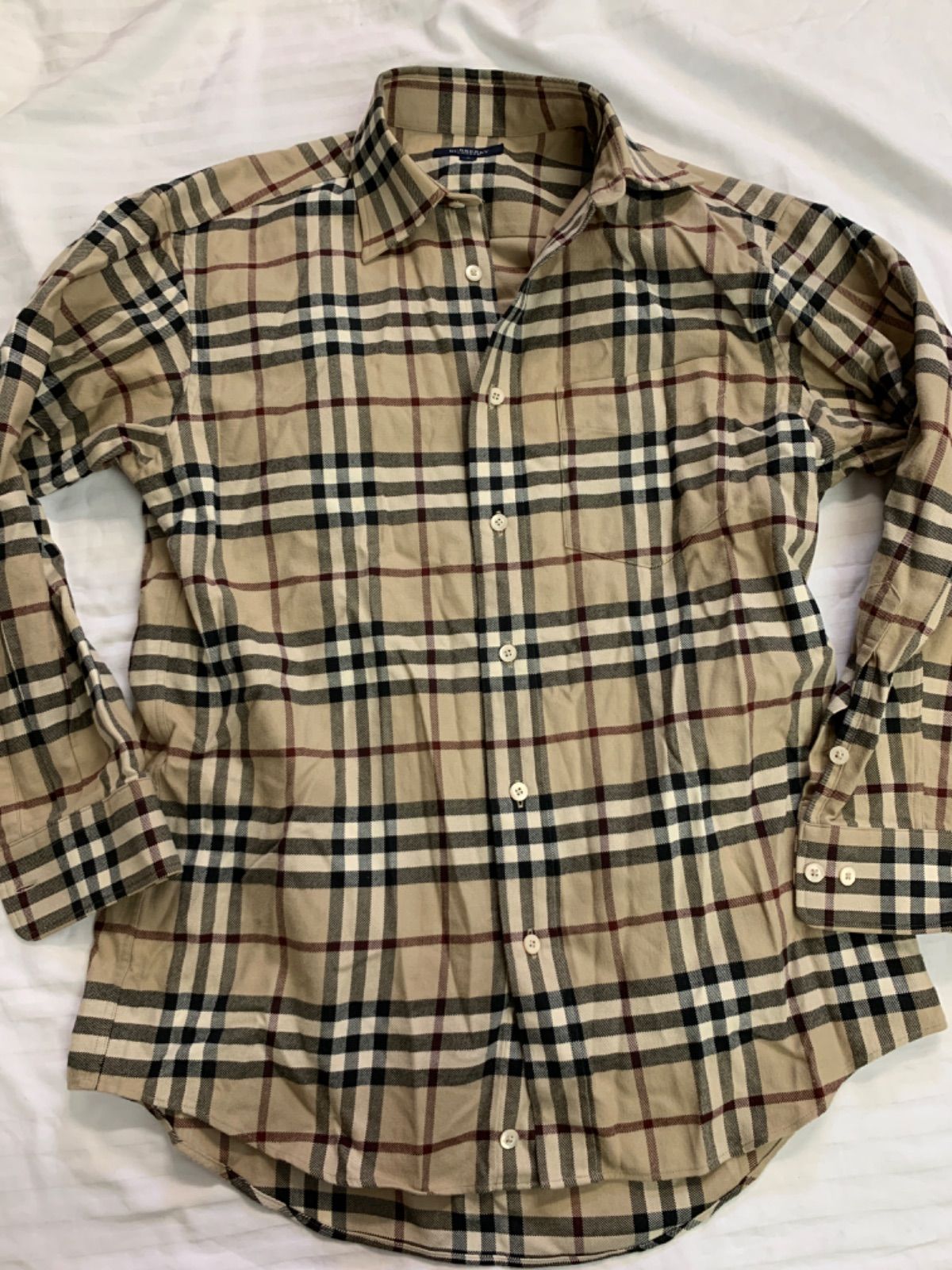 美品★BURBERRYロンドン 長袖シャツ チュニック ノバチェック 紐付き46 バーバリーロンドン ノバ チェック メンズ Burberry バーバリー