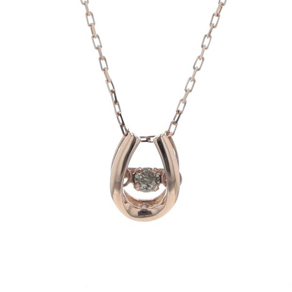 My story My jewelry K10PG ピンクゴールド ネックレス ダイヤモンド ダンシングストーン 馬蹄 40cm 箱付【新品仕上済】【el】【中古】