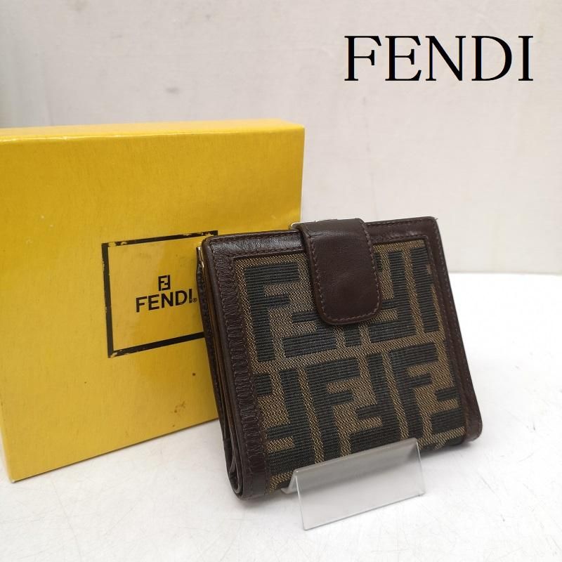 フェンディ ズッカ柄 二つ折り がま口 財布 30782 FFロゴ ナイロン
