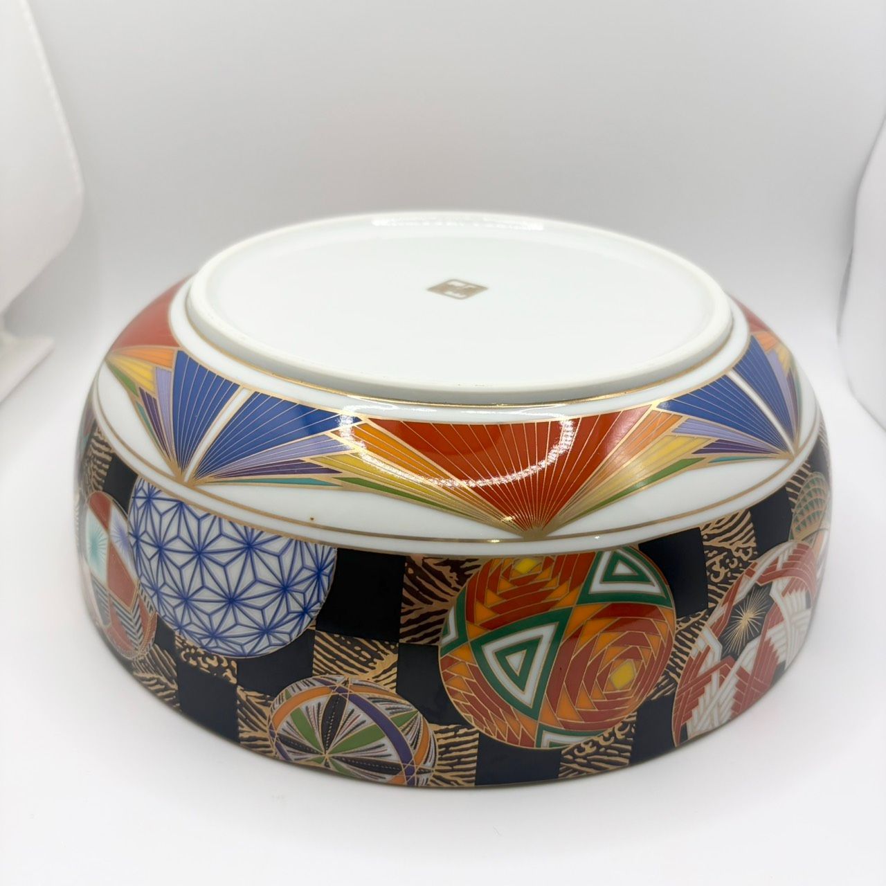 前畑陶器 庫山窯 手毬 大鉢23cm 美濃焼 色絵 金彩 手まり柄 深鉢