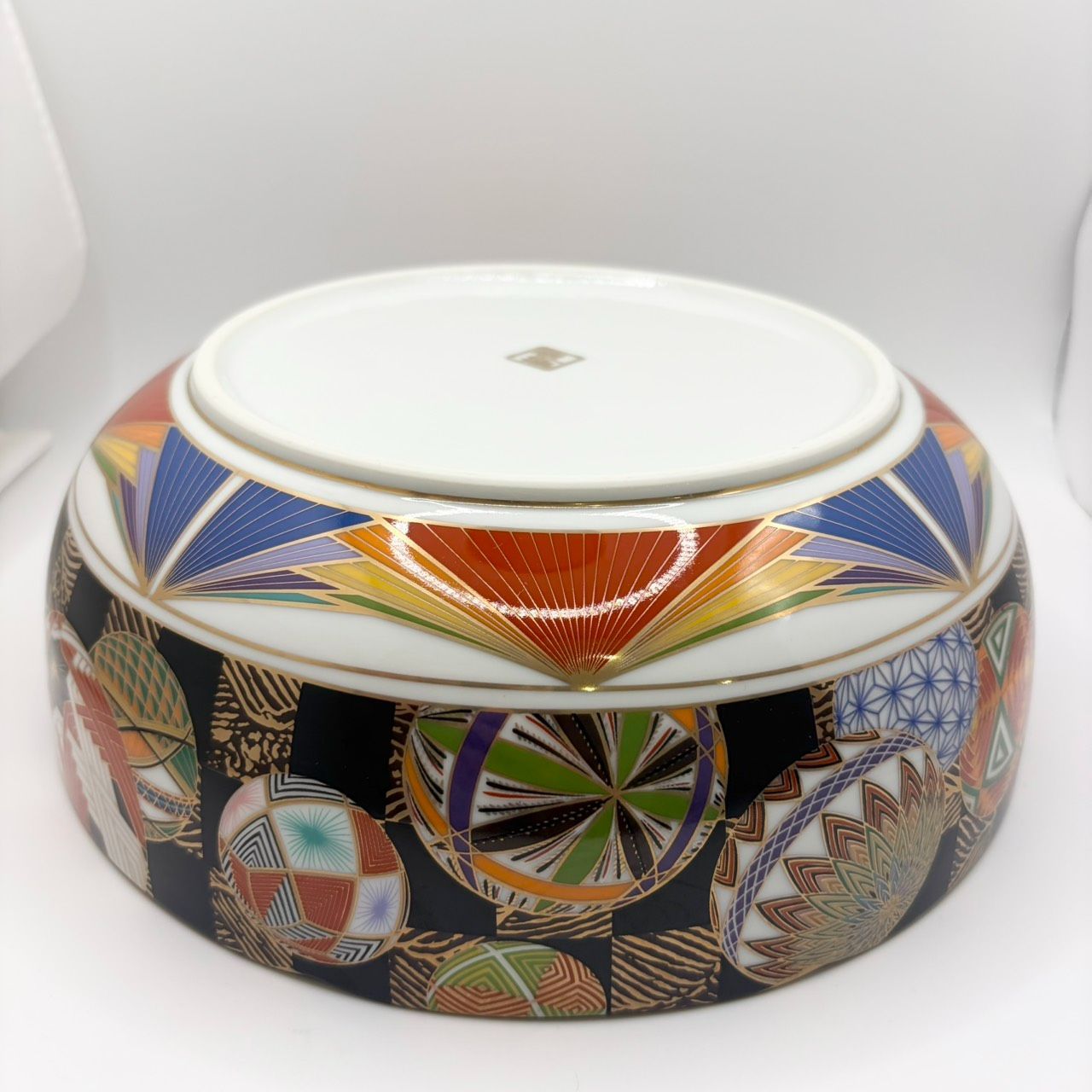 前畑陶器 庫山窯 手毬 大鉢23cm 美濃焼 色絵 金彩 手まり柄 深鉢