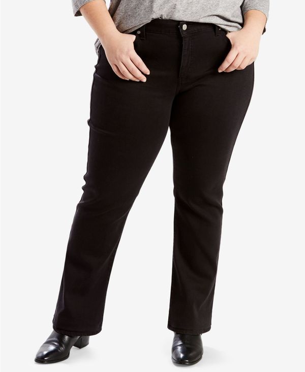 リーバイス レディース ボトムス デニムパンツ ストレート プラスサイズ ジーンズ Levis Trendy Plus Size Classic Straight Leg Jeans Soft Bla