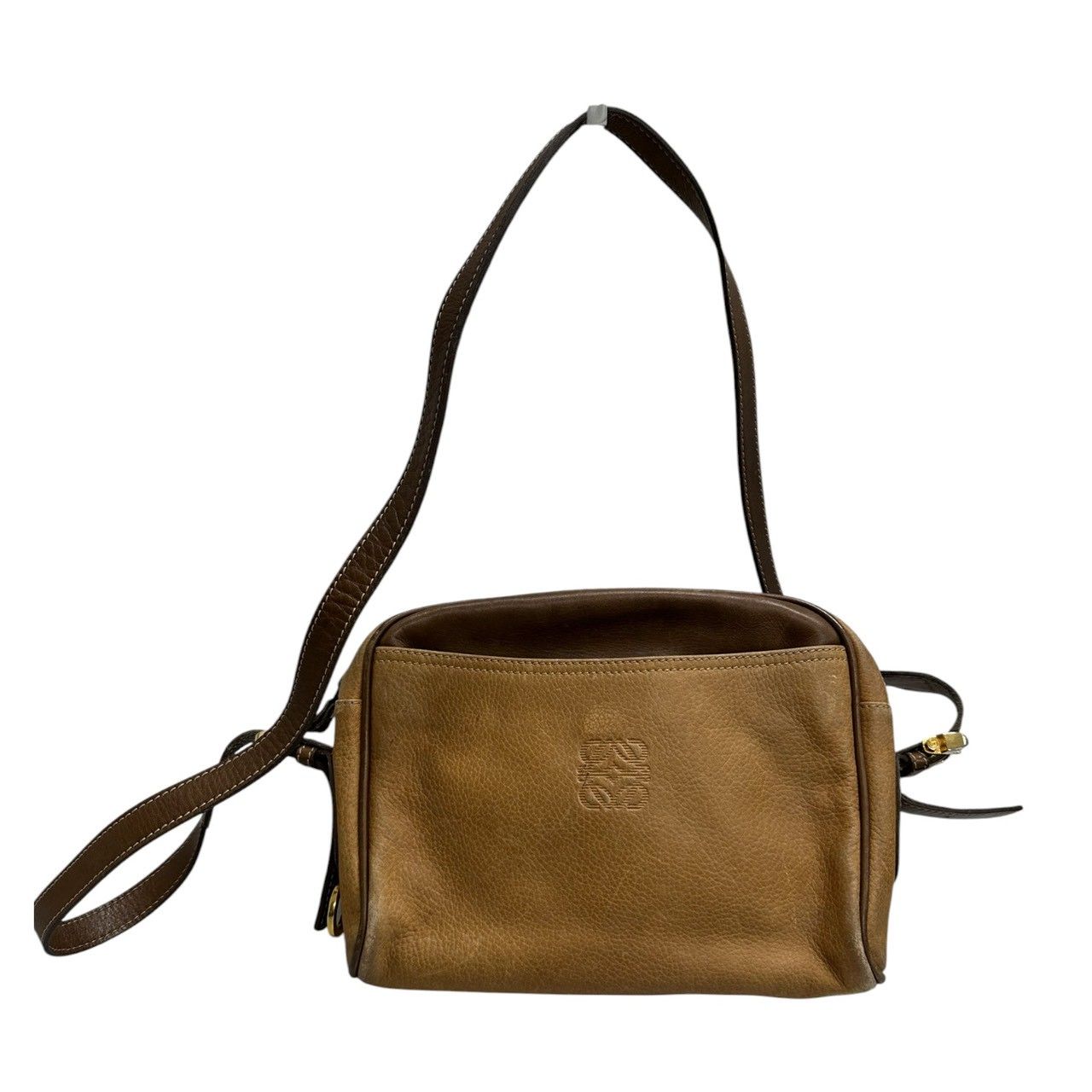 LOEWE ロエベ アナグラム ブラウン キャメル レザー ショルダーバッグ