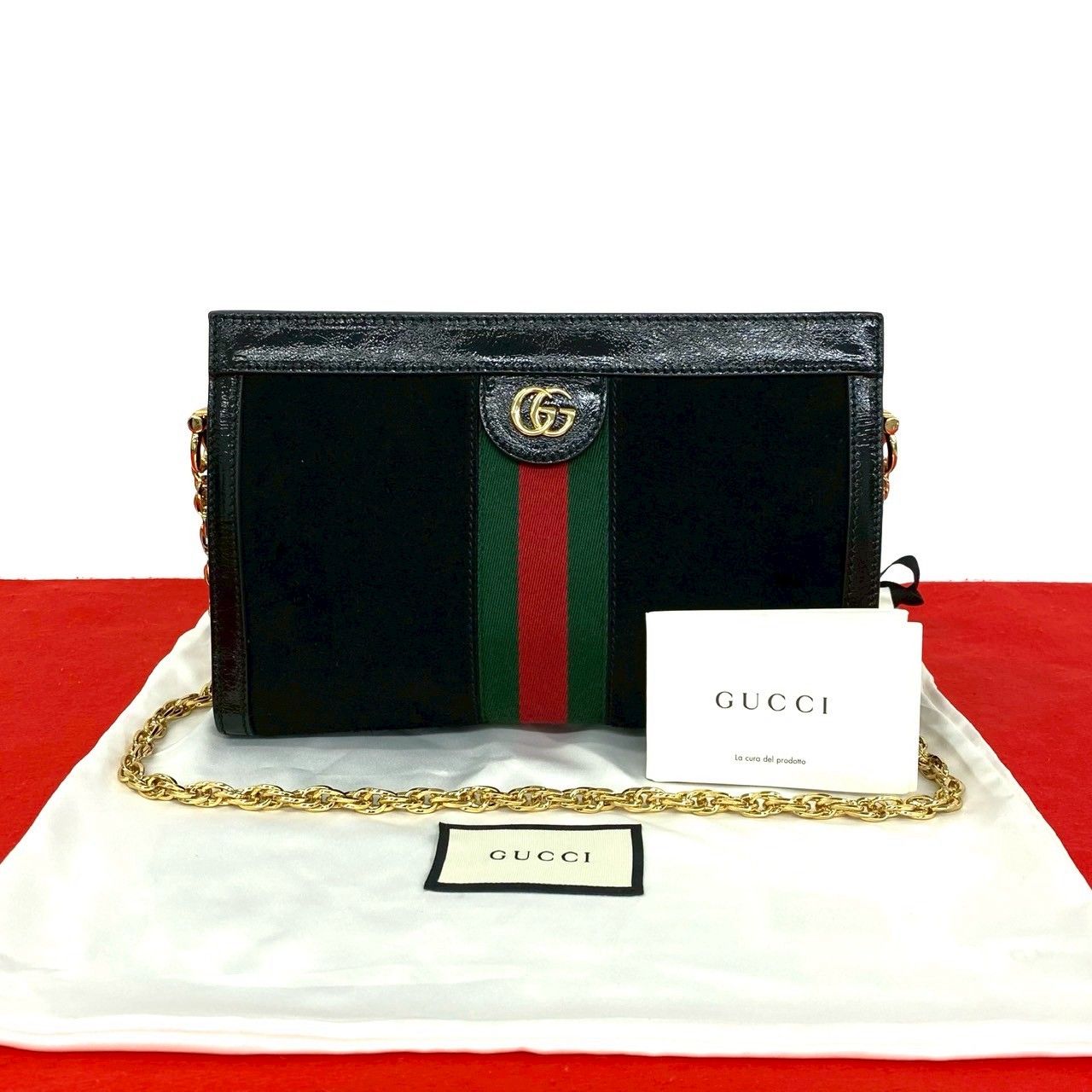 極 美品 袋付 GUCCI グッチ オフィディア シェリーライン GG ロゴ 金具
