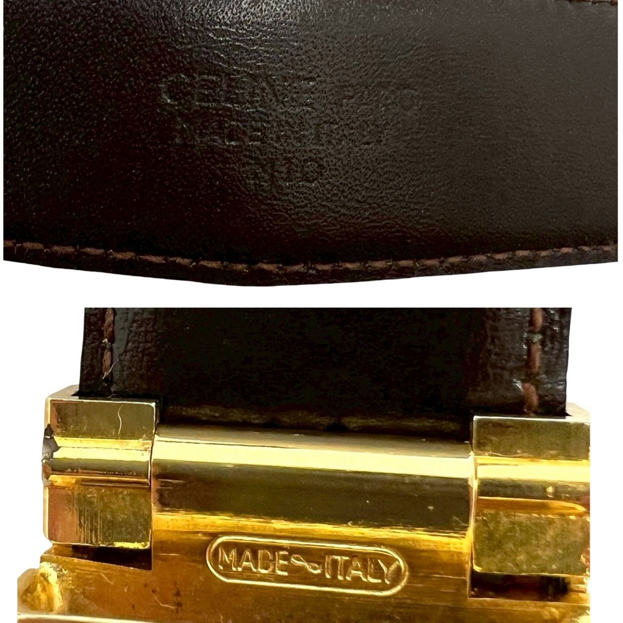 極 美品 CELINE セリーヌ 馬車金具 ホースキャリッジ ロゴ バックル