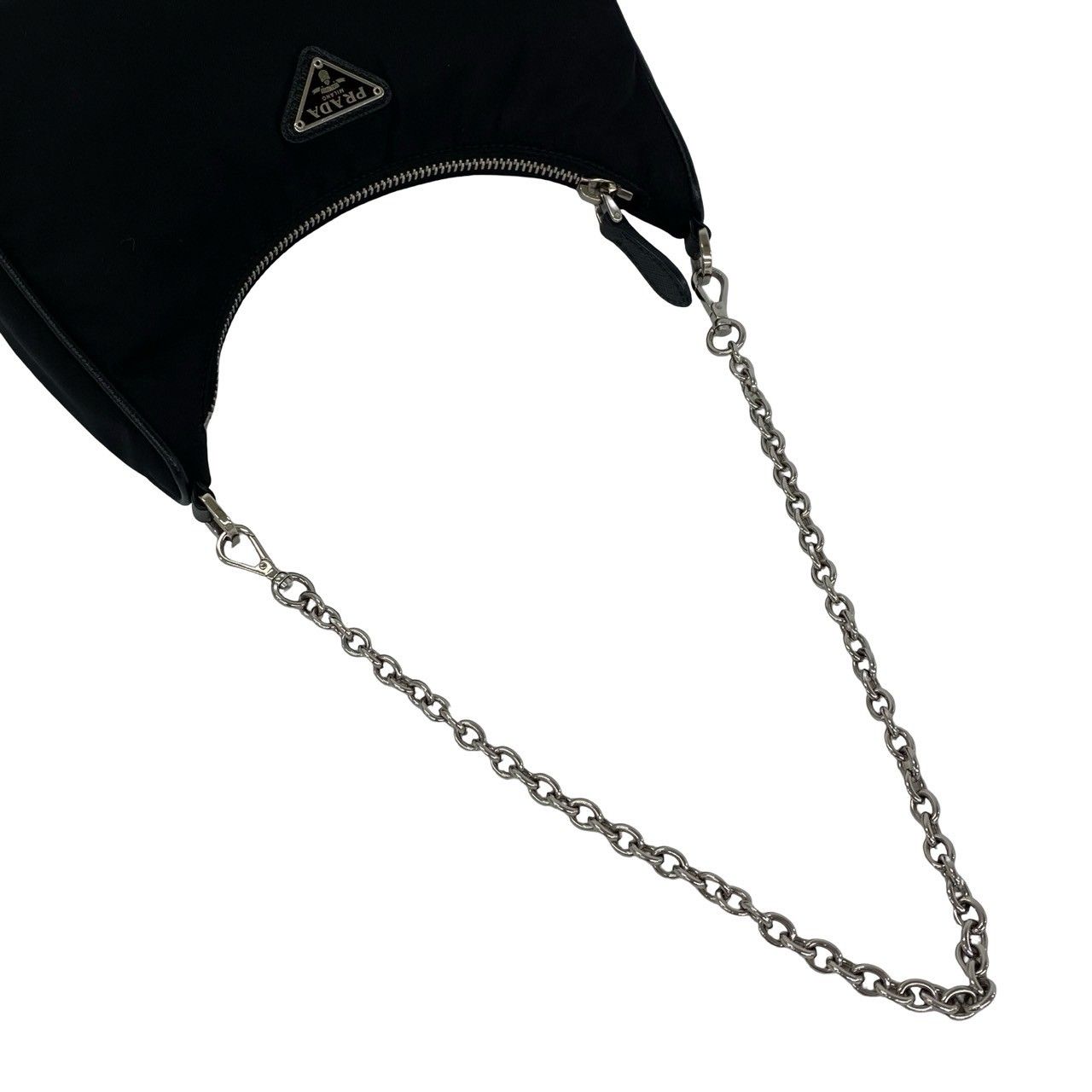 極 美品 PRADA プラダ リエディション 三角ロゴ 金具 ナイロン レザー