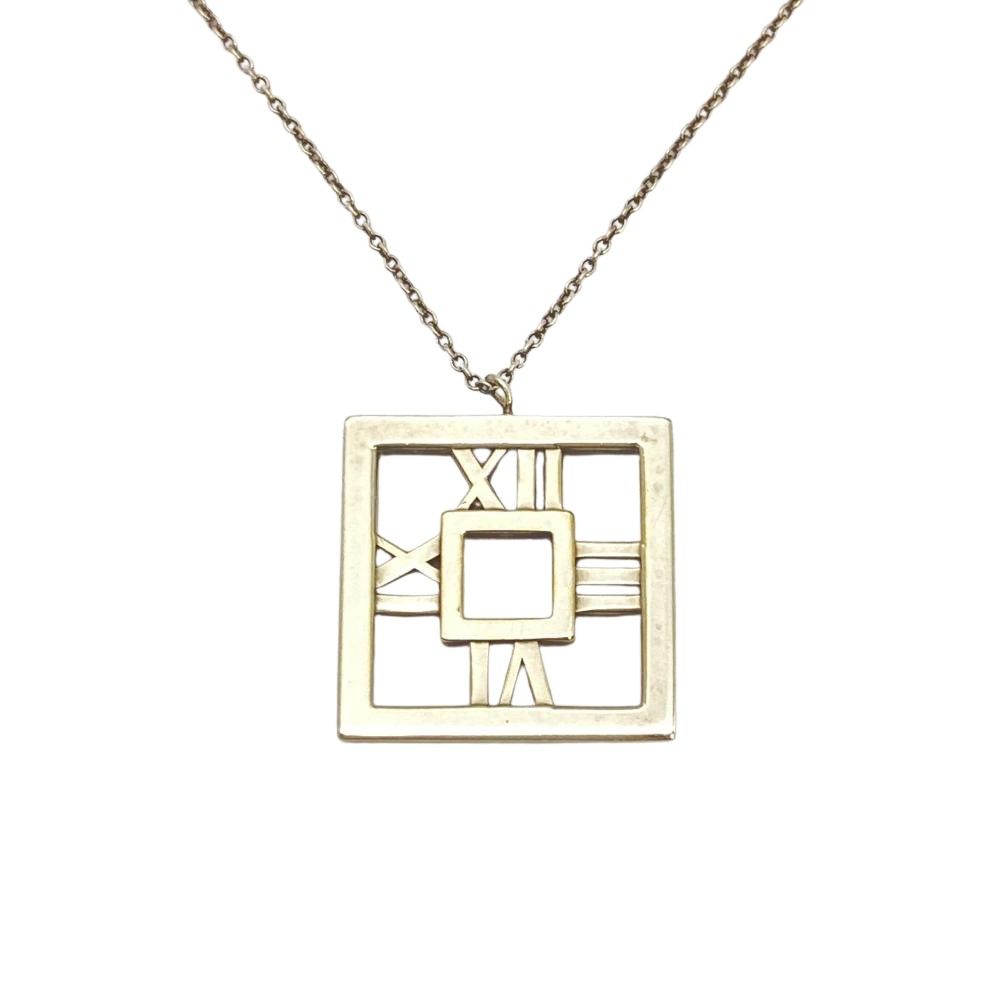 ティファニー Tiffany&Co. アトラス オープンスクエア ペンダント ネックレス SV925 4.6g シルバー レディース【中古】