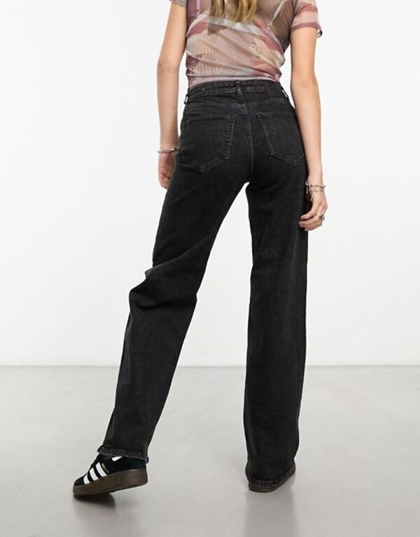 オンリー レディース ボトムス デニムパンツ ワイドレッグ ジーンズ Only Juicy high waisted wide leg jeans in washed WASHED BLACK ブラッ