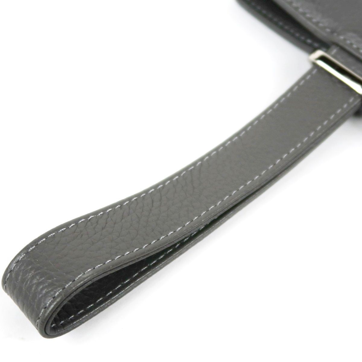 美品】Hush Tag ハッシュタグ 巾着 レザー ハンドバッグ グレー