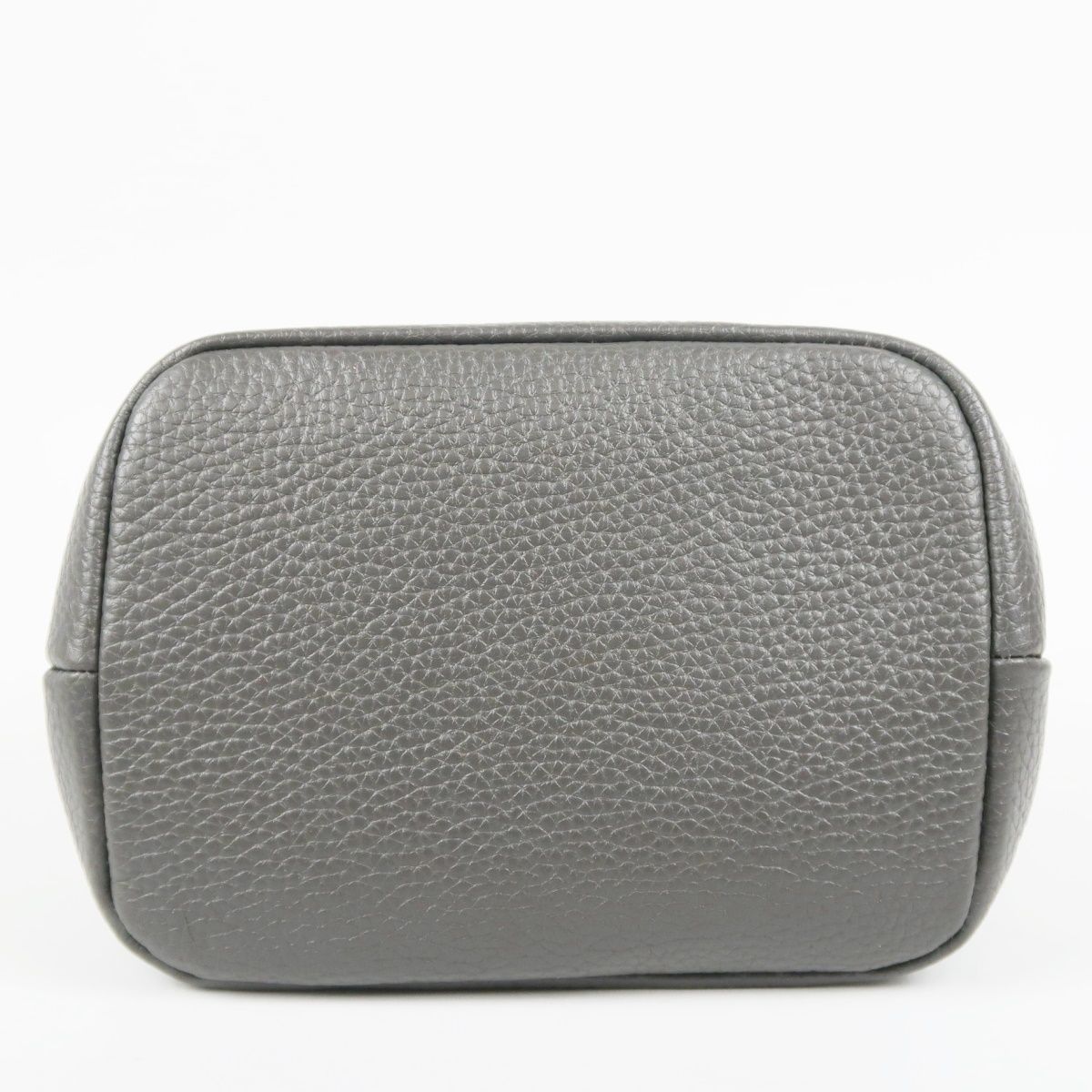 美品】Hush Tag ハッシュタグ 巾着 レザー ハンドバッグ グレー