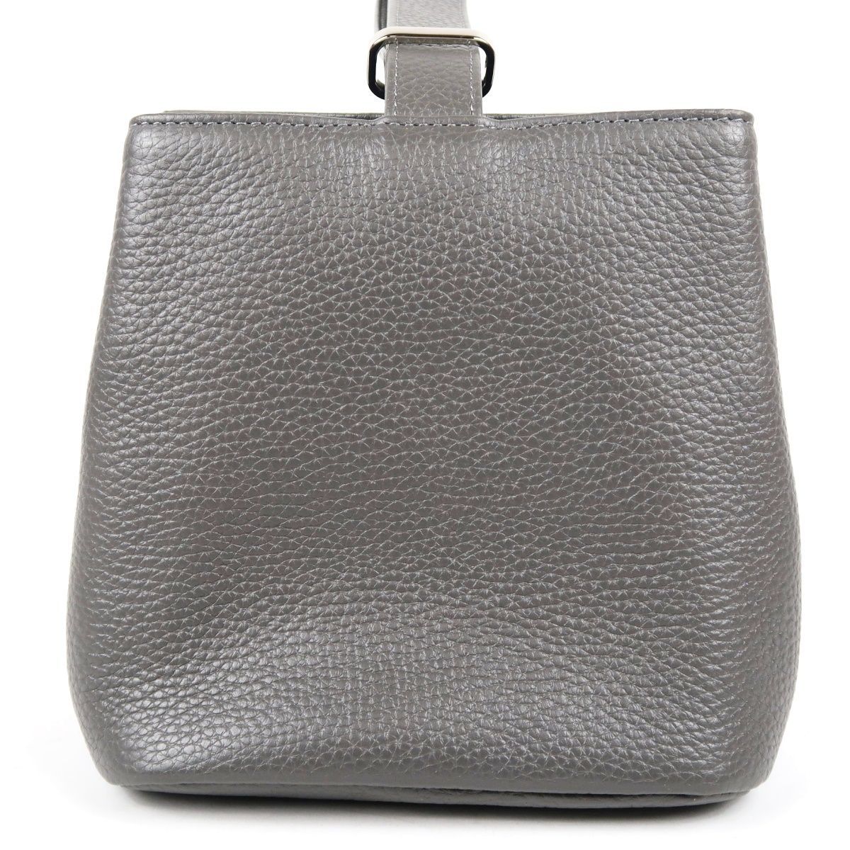 【美品】Hush Tag ハッシュタグ 巾着 レザー ハンドバッグ 美品】Hush Tag ハッシュタグ 巾着 レザー ハンドバッグ グレー