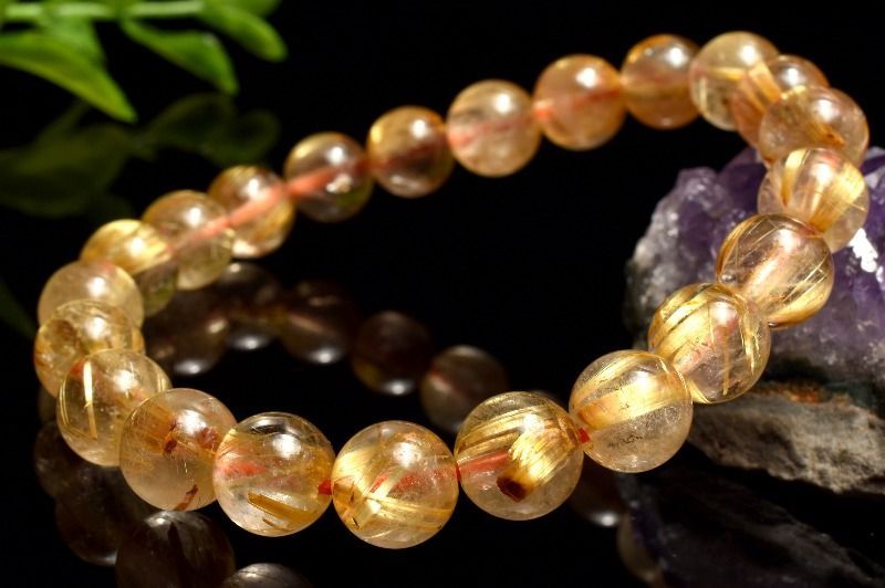 ゴールドタイチンルチルクォーツ 1点物AA+☆金針きらめく 8.5mm 金運