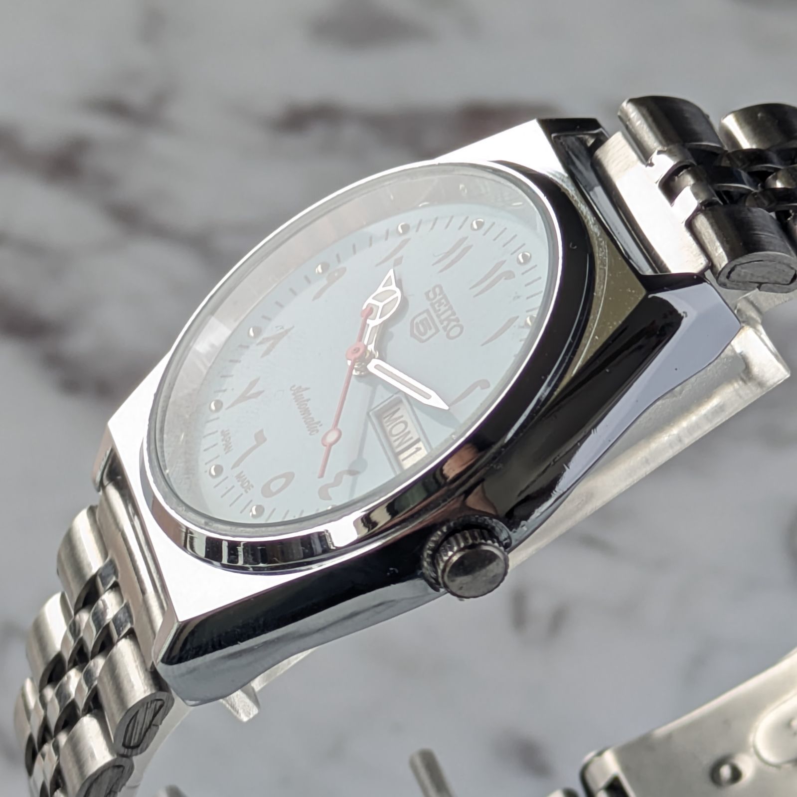 稼働品 SEIKO セイコー5 自動巻き 80s ヴィンテージ アイスブルー文字